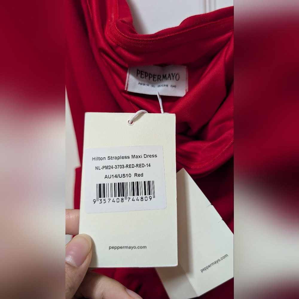 NWT Peppermayo Hilton Strapless Maxi Dress Size XL 10 Red Flower - Picture 5 of 7